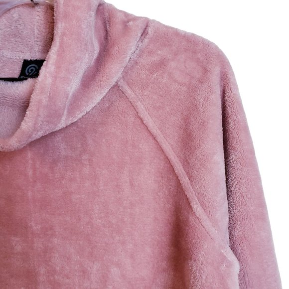 Champion Womens Sweatshirt Small Blush Pink Fleece Fuzzy Mock Neck Pullover - Picture 5 of 11